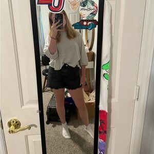 american eagle black jean shorts